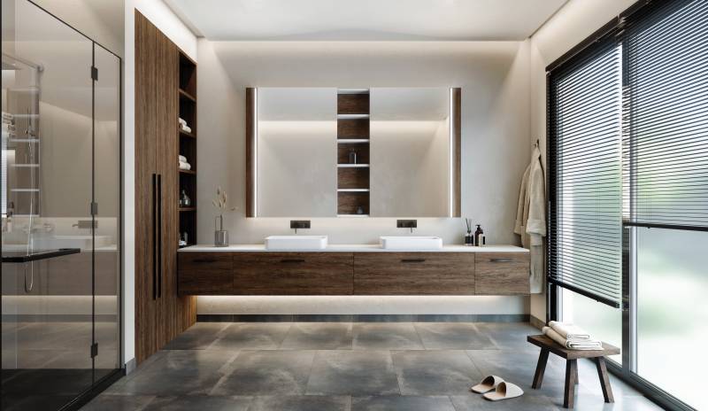 conception salle de bain contemporaine avec douche à l'italienne 